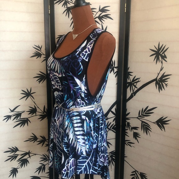 Palm Harbour Sleeveless Knit Tank Top Size XL Blue Black Palm Leaf Design GUC - Picture 12 of 13